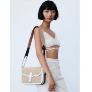 Zara Split Leather Midi Crossbody Bag